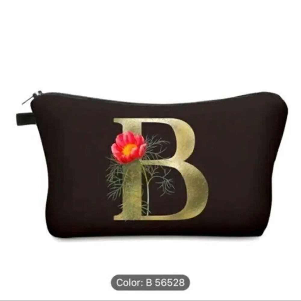 NWT - Makeup Toiletries Bag Floral Initial B - Waterproof fabric Travel Bag